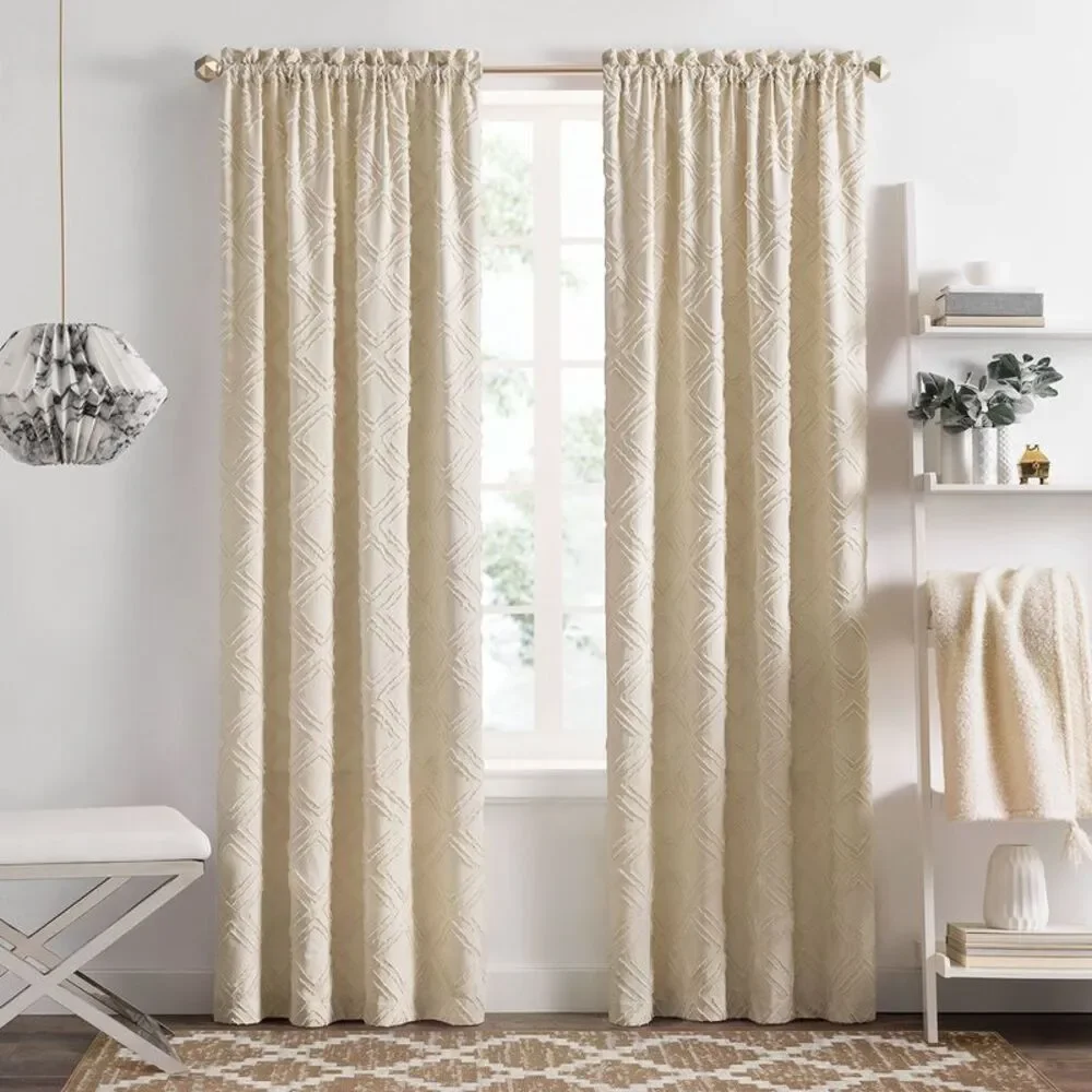 PowerSellerUSA 2-Pack Geometric Window Curtain Panels Contemporary Diamond